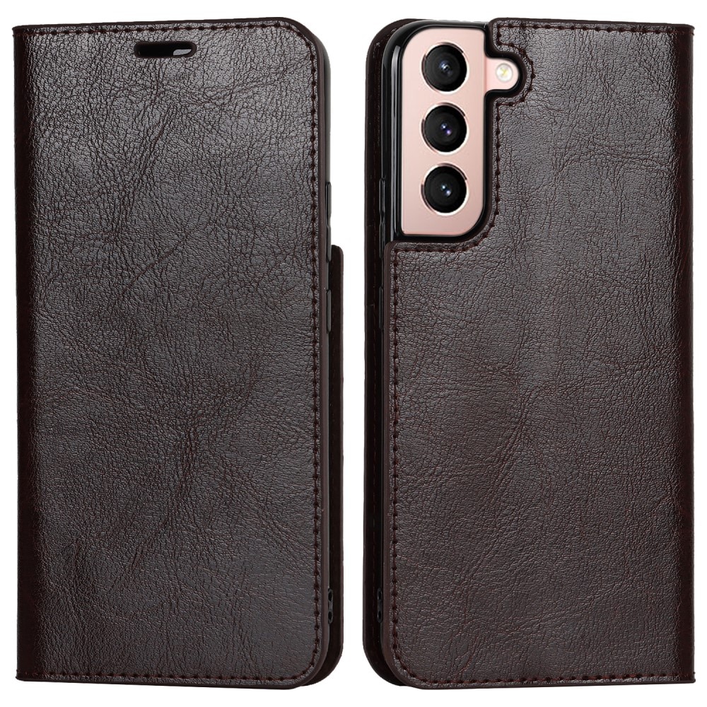 Samsung Galaxy S22 Mobielhoesje Echt Leer Donkerbruin