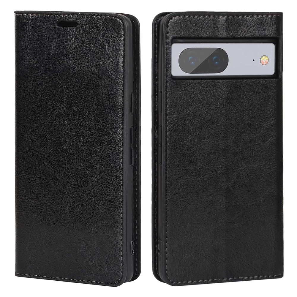 Google Pixel 7 Mobielhoesje Echt Leer Zwart