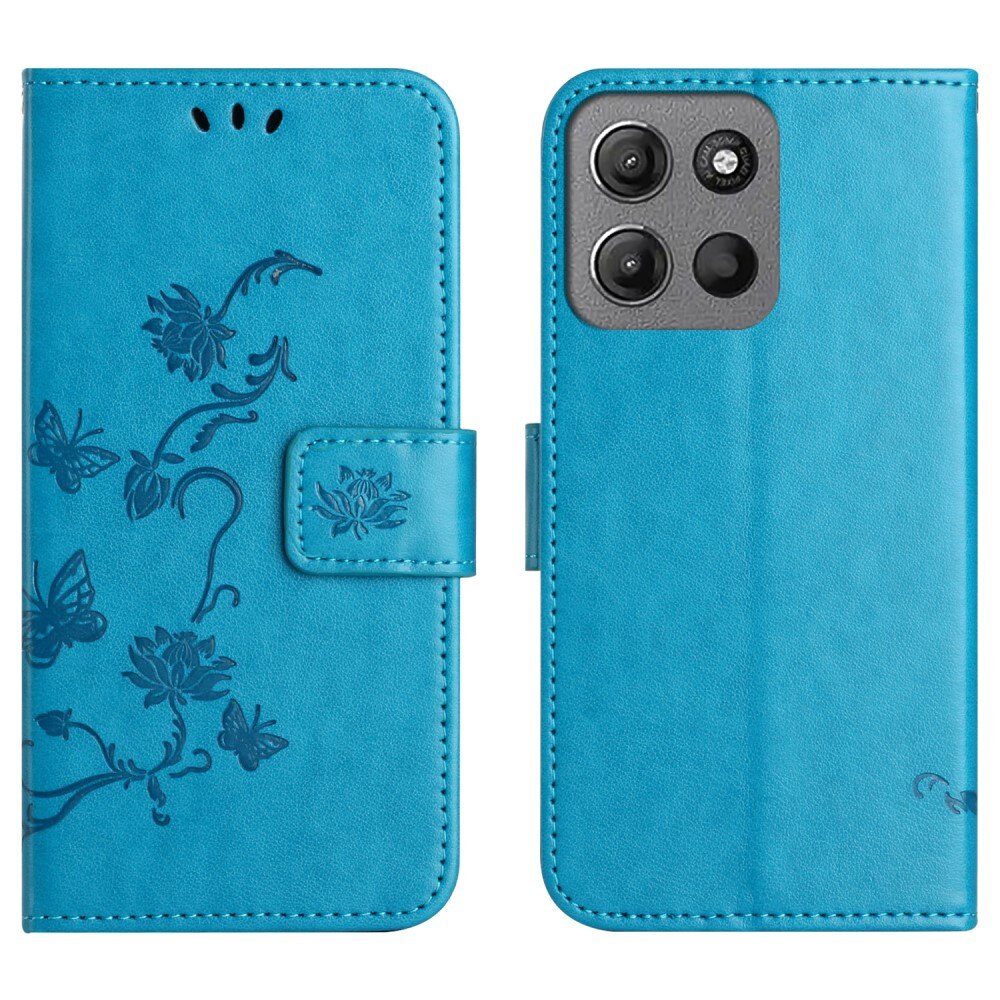 Motorola Moto G15 Leren vlinderhoesje Blauw