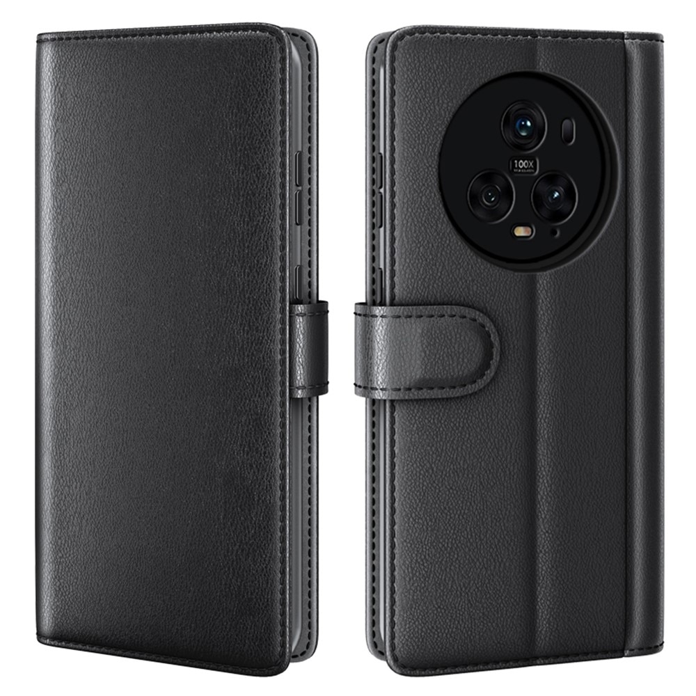 Honor Magic5 Pro Echt lederen hoesje Zwart