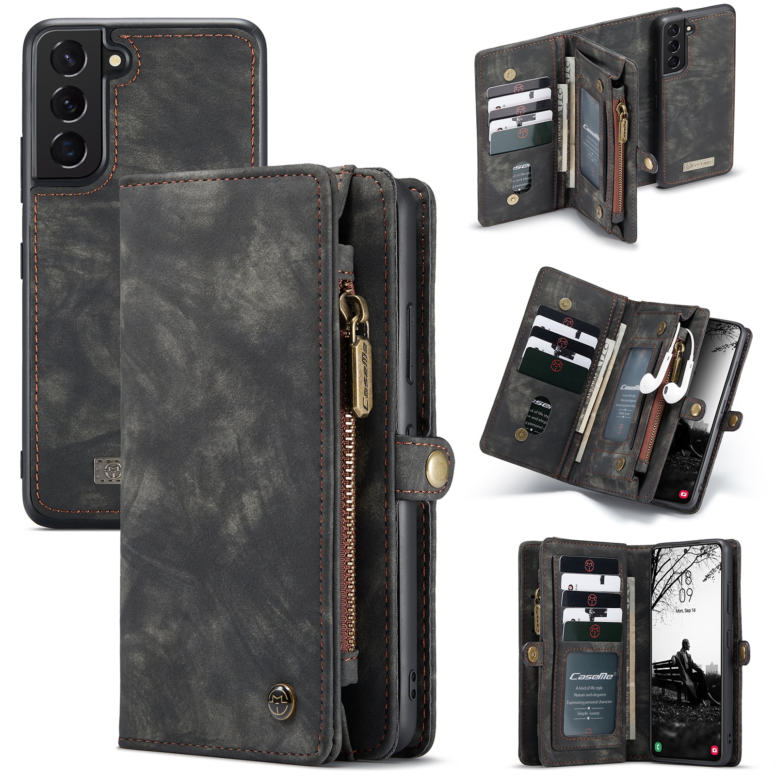 Multi-slot Hoesje Samsung Galaxy S22 Plus Grijs