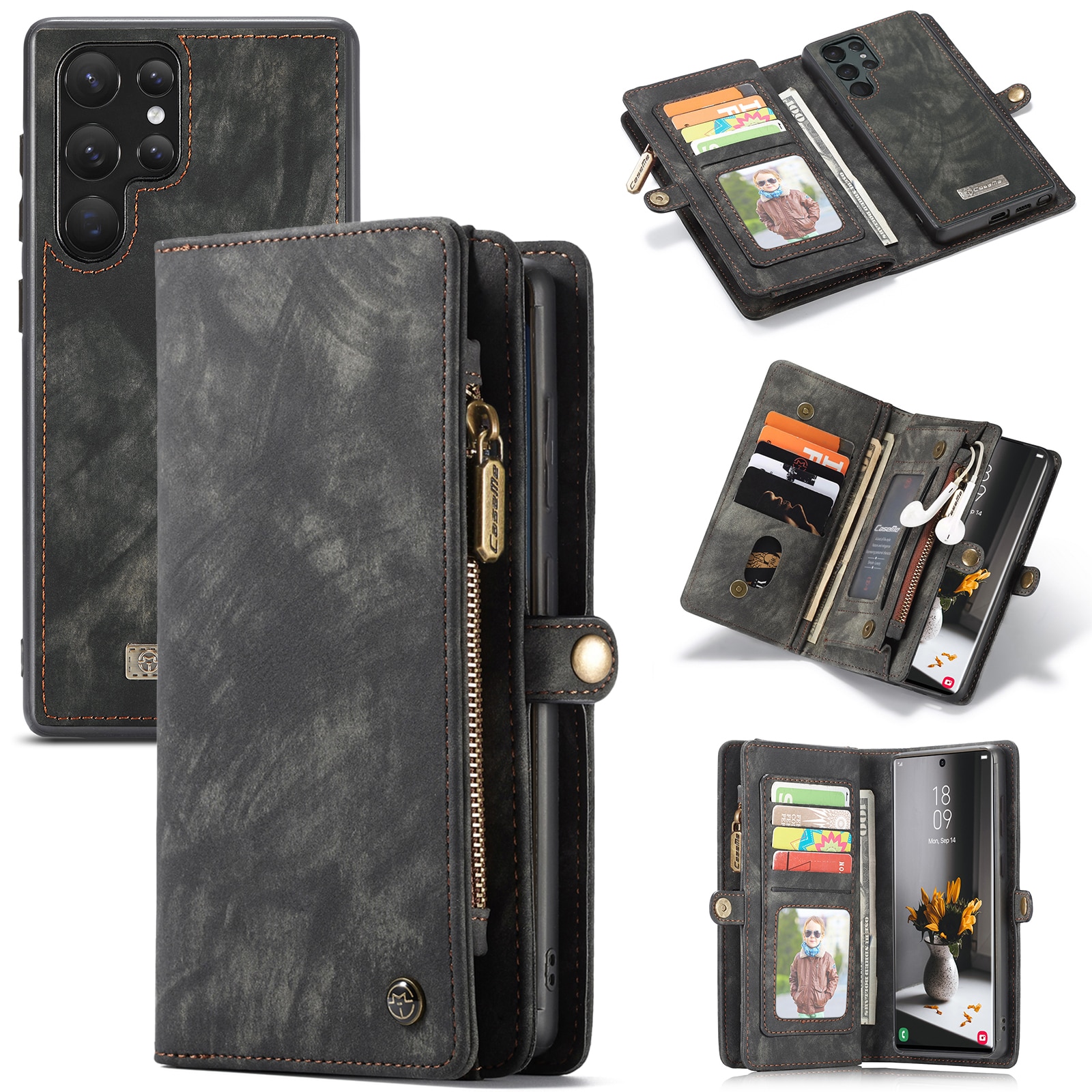 Multi-slot Hoesje Samsung Galaxy S22 Ultra Grijs