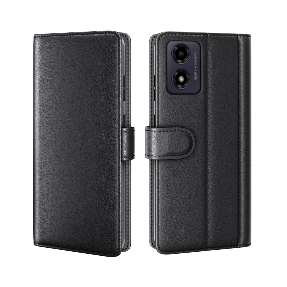 Motorola Moto G24 Echt lederen hoesje Zwart